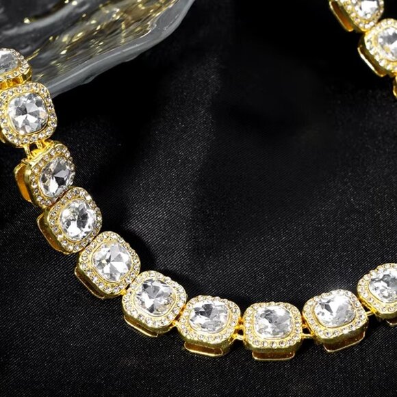 ⭐ 8" Iced Out Diamond Bracelet 17.00 Ctw. Chain 13mm Wide 18k Yellow Gold ⭐ - Picture 3 of 6